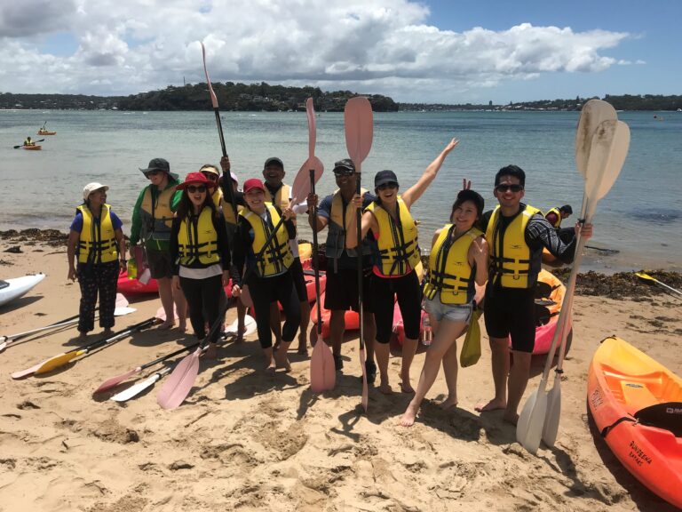 Group about to head out on kayaking tour at Bundeena in Sydney
