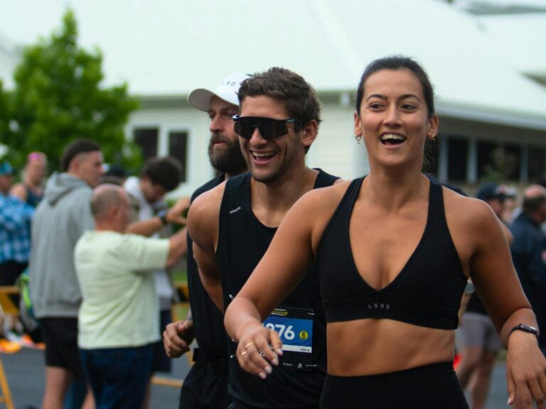 Male and female running at Cronulla