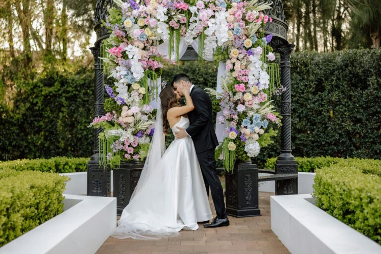 A wedding ceremony in the gardens