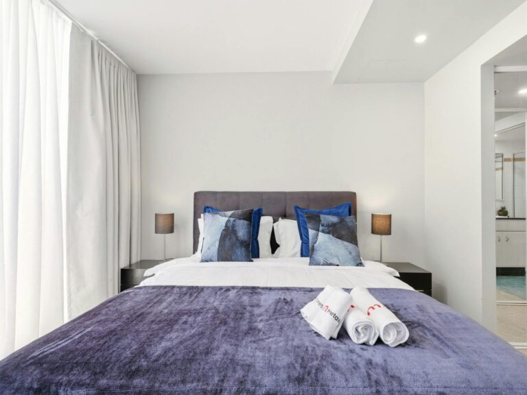 Cozy bedroom with soft lighting